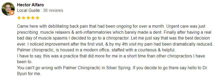 Chiropractic Silver Spring MD Testimonial